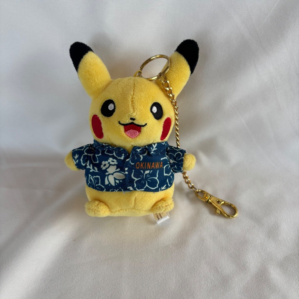 Pokemon Center Pikachu Okinawa Kariyushi Shirt Plush Keychain 2015 Exclusive
